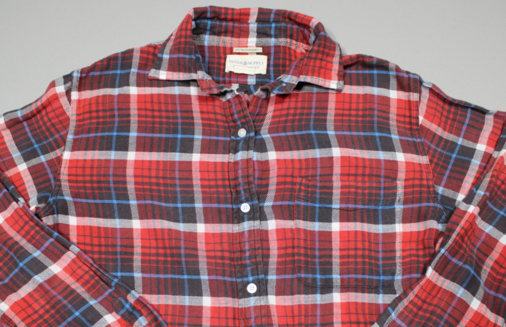 Denim & Supply Ralph Lauren Long Sleeve Shirt Womens Boyfriend Plaid Flannel S